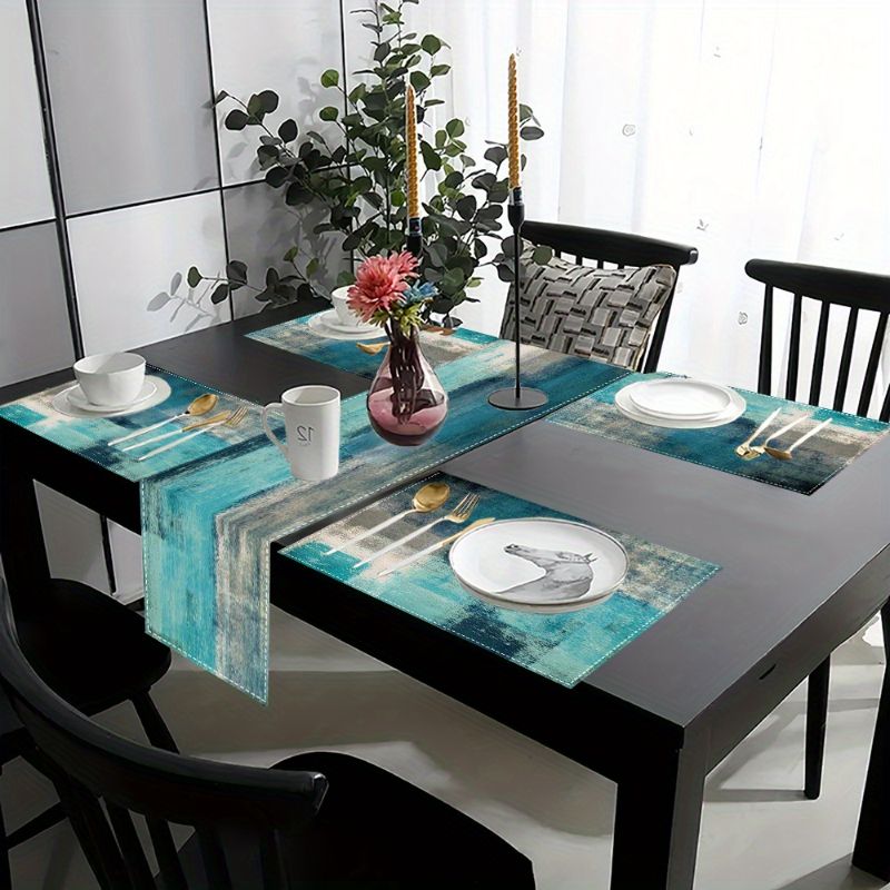 VIKAMA モランディ アブストラクト インク テーブルラ - Linen Table Runner のレビューと価格