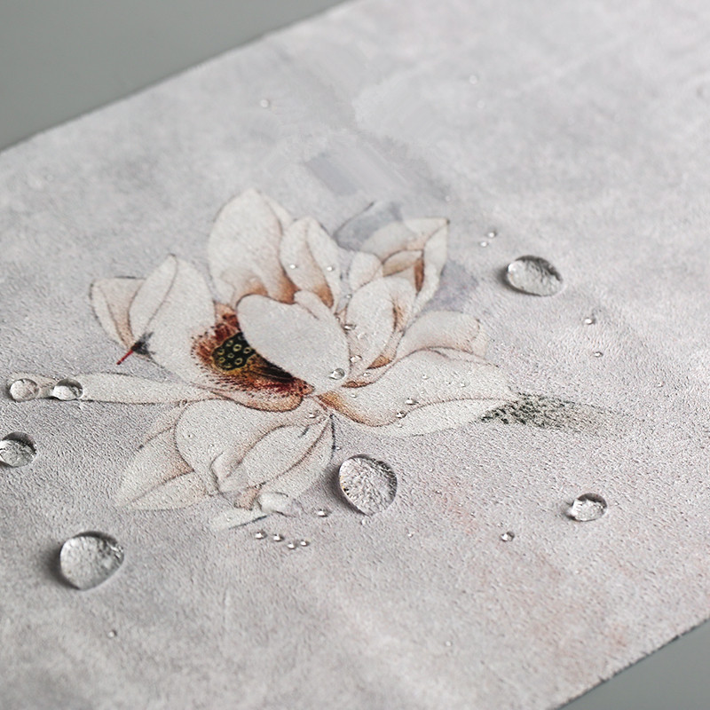 コットンリネン製テーブルランナー、中国風クリアロータス柄スエ - Linen Table Runner のレビューと価格