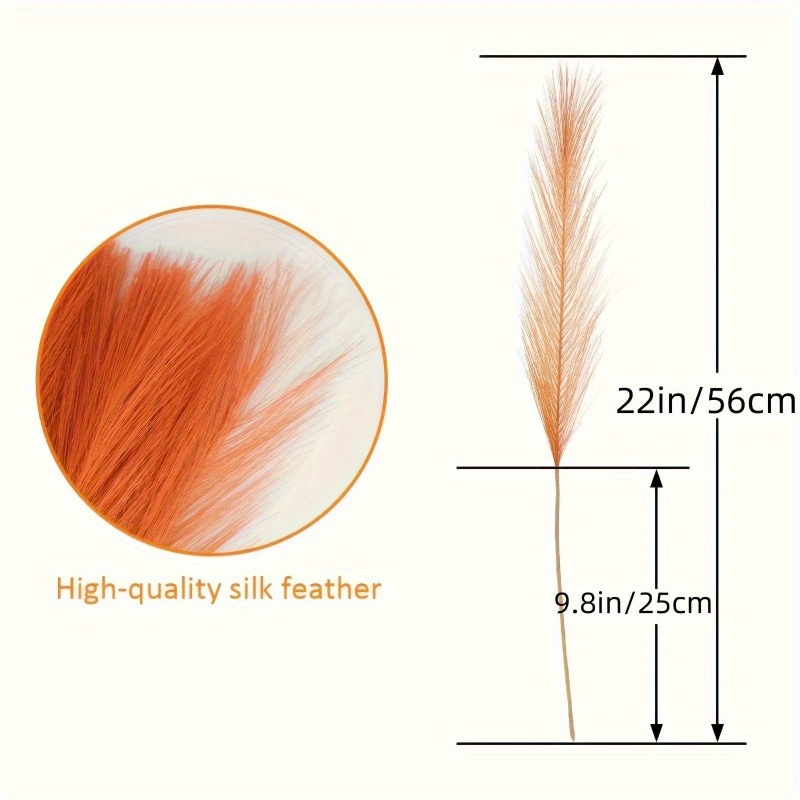 10本入り 鮮やかなオレンジ色のパンパスグラス 人工植物 高 - Pampas Grass Decor のレビューと価格