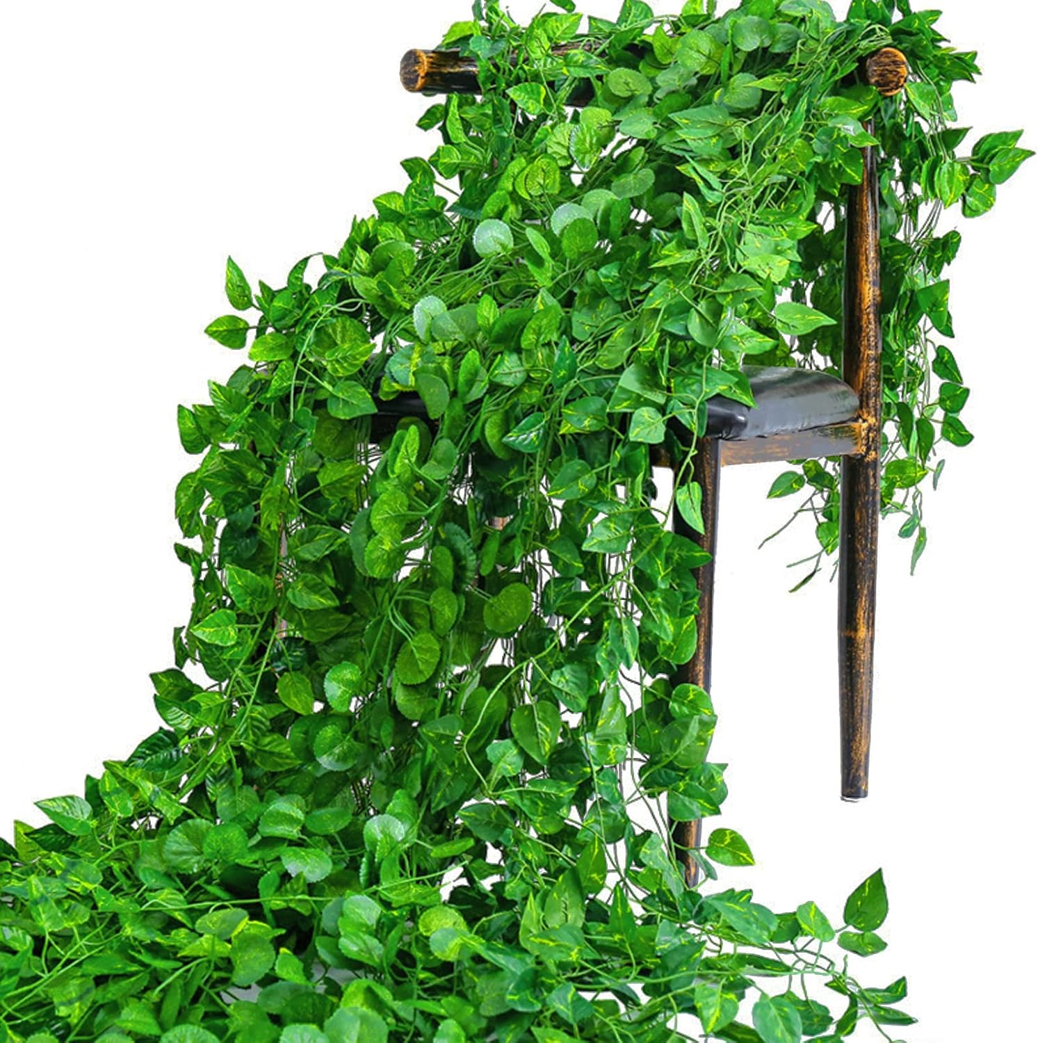 人工グリーンアイビーリーフラタンつる葉つるハンギングガーラン - Rattan Plant Basket のレビューと価格