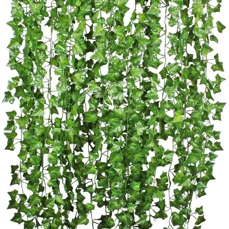 人工グリーンアイビーリーフラタンつる葉つるハンギングガーラン - Rattan Plant Basket のレビューと価格