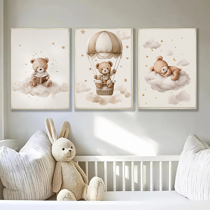 3枚セット ボヘミアン風 テディベア 動物 カスタム ベビー - Home Decor Theme のレビューと価格